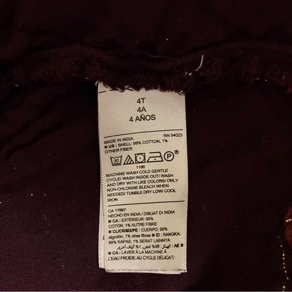 Old Navy Girl’s Sz 4T Burgundy & Gold Metallic-Plaid Swing Dress 3/4 Sleeves - Picture 7 of 7